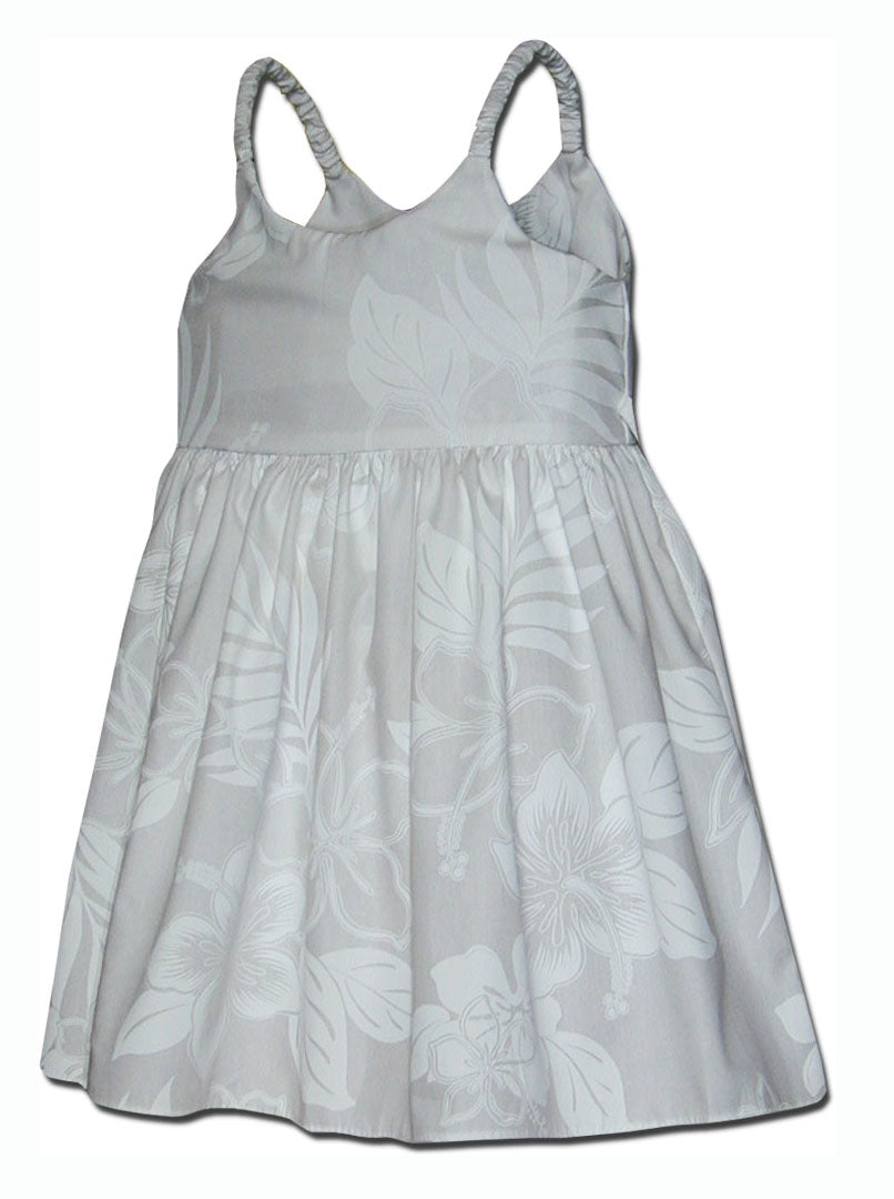 Elegant Tropical White Girl's Bungee Dress — Girls Dresses — MauiShirts