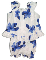 Single Tone Plumeria Puff Sleeve 2pc — Girls Cabana Sets — MauiShirts (view 4)