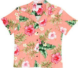 RJC Soft Pink Hibiscus Women's Hawaiian Camp Shirt – Rayon, Made in Hawaii