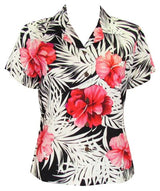 Big Hibiscus Women's Fitted Blouse — Women's Rayon Blouses — MauiShirts (view 9)