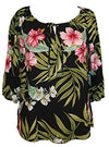RJC Womens Pale Hibiscus Orchid Peasant Blouse