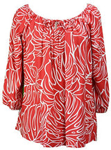 RJC Womens Monstera Christmas Red Peasant Blouse