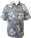 Textured Hibiscus Reverse Print Cotton Aloha Shirt — Men's Reverse Print Shirts — Go Barefoot