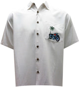 Christmas Bound via Motorcycle - White — Men's Embroidered Shirts — MauiShirts (view 4)