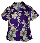 Colossal Plumeria women's fitted cotton — Women's Cotton Shirts — MauiShirts (view 10)