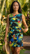 Jungle Parrot Women's Mock Wrap Hawaiian Sarong Dress