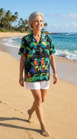Jungle Parrot Women's Hawaiian Camp Shirt — Womens Cotton Shirts — RJC