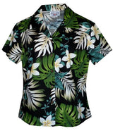 Frangipani Monstera Fern women's fitted cotton — Women's Cotton Shirts — MauiShirts (view 5)