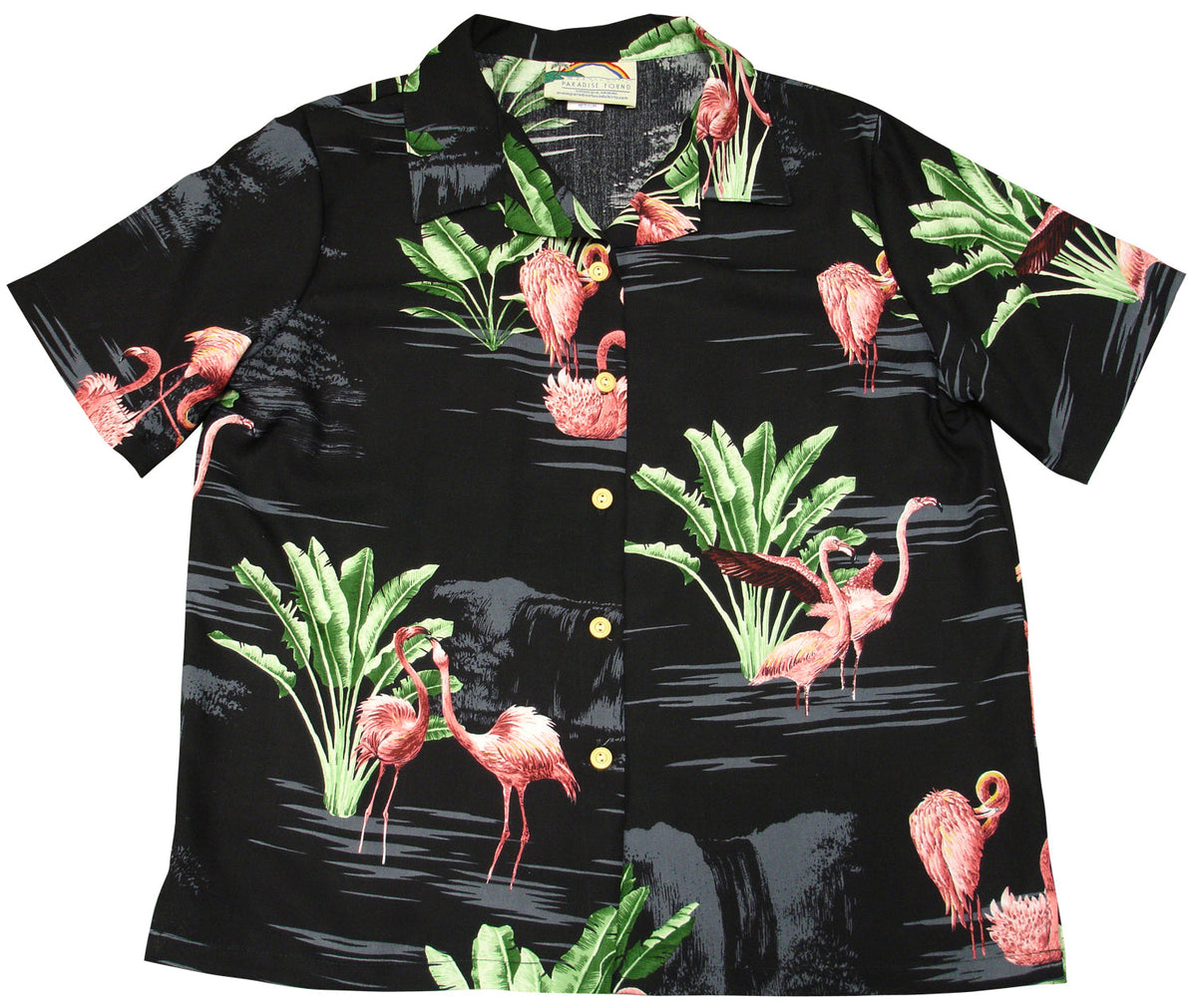 Pink Flamingo 19 womens paradise found shirt — Women's Camp Shirts — Paradise Found