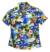 Diamond Head Ocean Waves women's fitted cotton — Women's Cotton Shirts — MauiShirts (view 7)