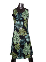Monstera Leaves Women's Short Tank Flared Dress — Women's Tank Dresses — Paradise Found (view 4)