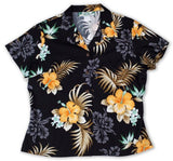 Fern Hibiscus Women's Fitted Blouse — Women's Rayon Blouses — RJC