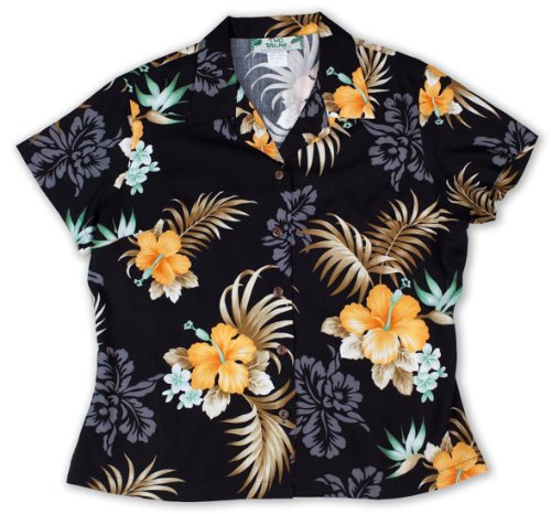 Fern Hibiscus Women's Fitted Blouse — Women's Rayon Blouses — RJC