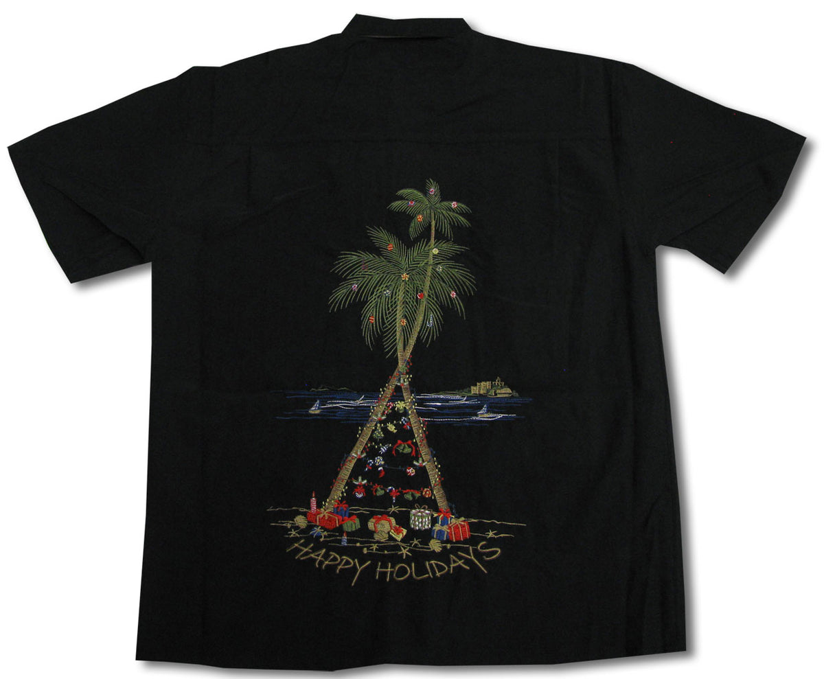 Christmas Happy Holiday Tree Embroidered Shirt