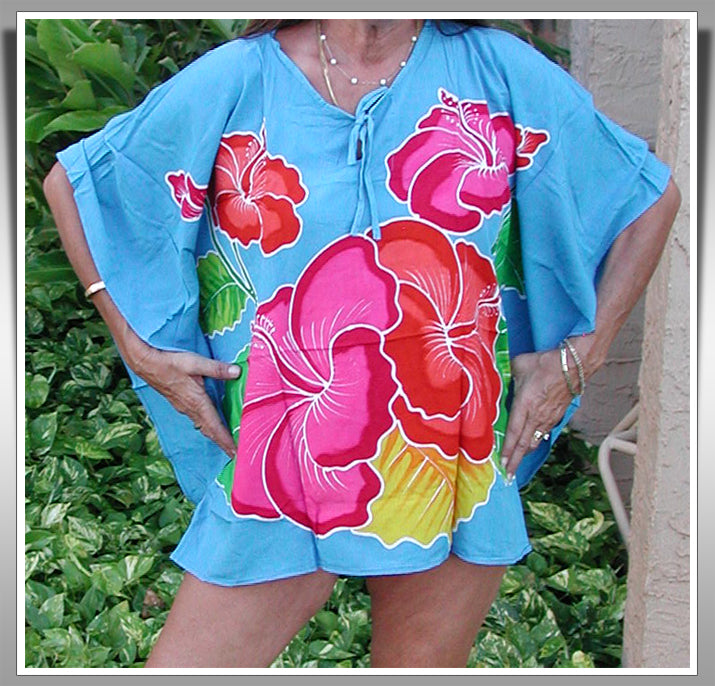 Amazing Hibiscus Batik Swimsuit Cover-Up