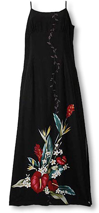Anthurium Bouquet Empire Long Slit Dress