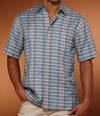 Copen Blue Plaid Linen Blend Cubavera Shirt