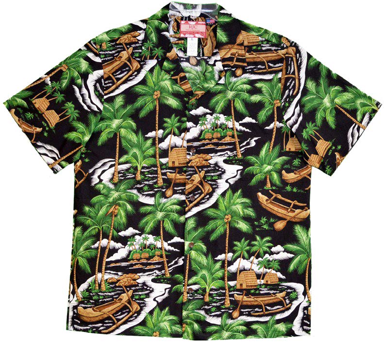 Canoes Under Coconut Trees Men's Shirt — Men's Cotton Shirts — RJC