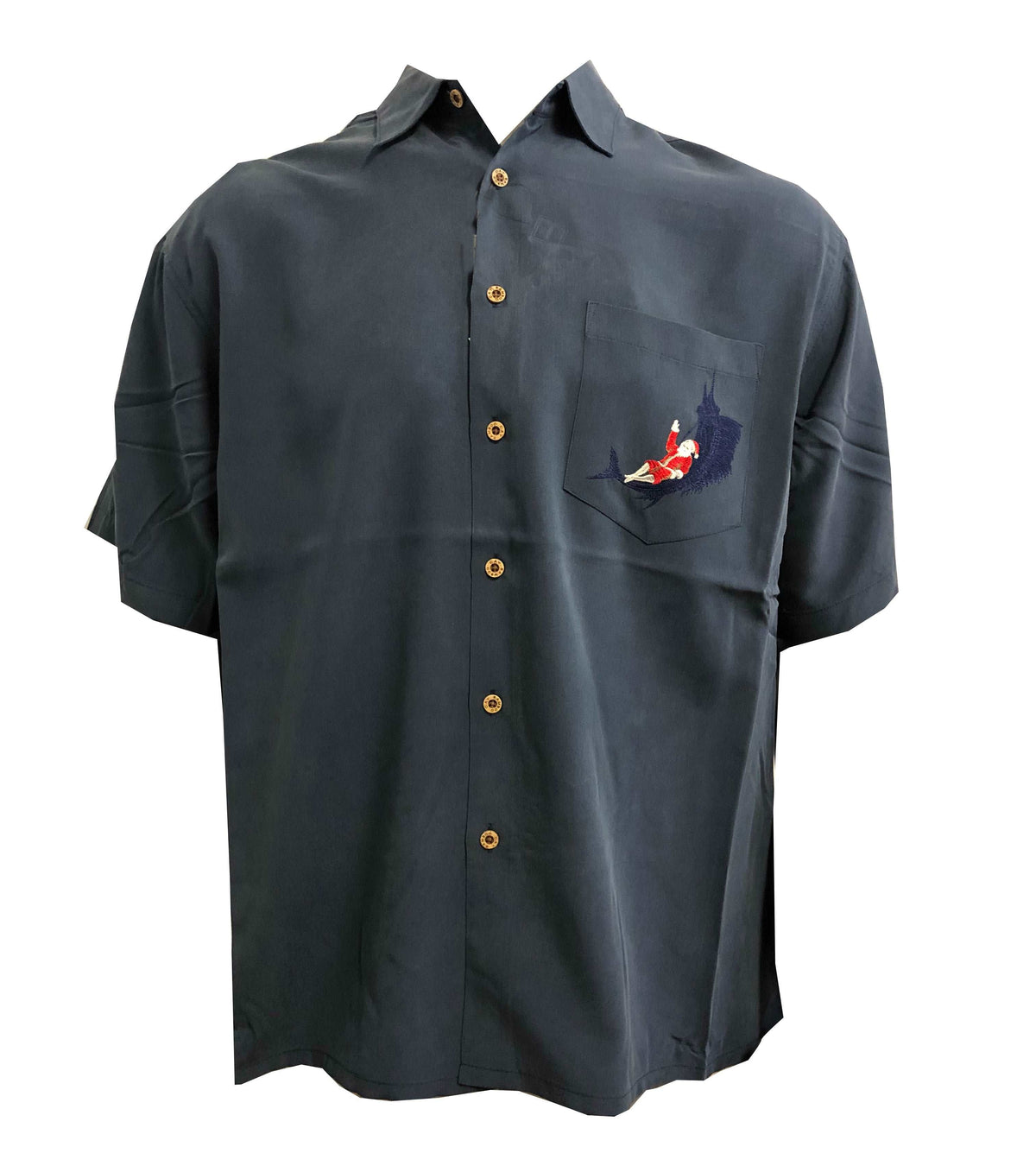 Santa's Catch of the Day Embroidered Shirt — Men's Embroidered Shirts — BAMBOO CAY