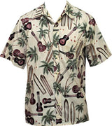 Palm Ukulele Men's Reverse Placket Front cotton Shirt — Men's Reverse Print Shirts — Go Barefoot (view 3)
