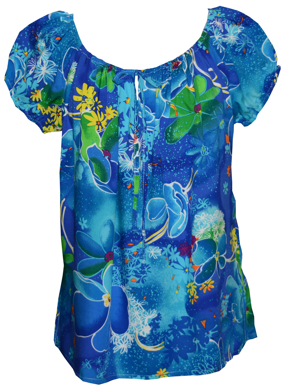 Beauteous Flower II Short Sleeve Peasant Blouse