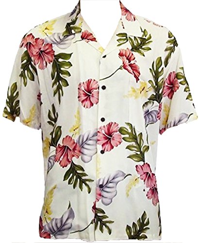Monstera Hibiscus men's Hawaiian shirt — Men's Rayon Shirts — Two Palms