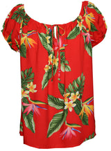Bird of Paradise Display Short Sleeve Peasant Blouse