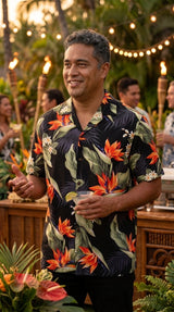 Bird of Paradise Plumeria Men's Shirt — Men's Cotton Shirts — Pacific Legend (view 4)