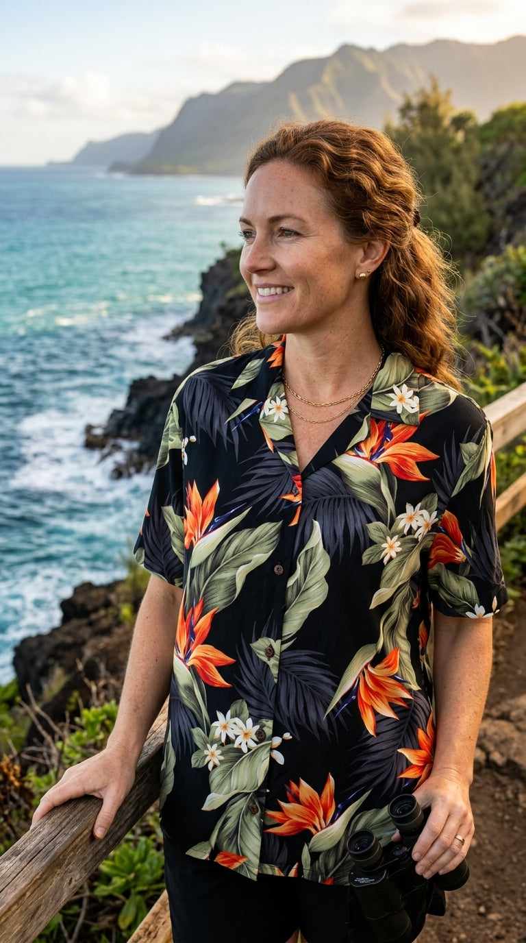 Bird of Paradise Plumeria Women's Shirt — Women's Cotton Shirts — Paradise Found
