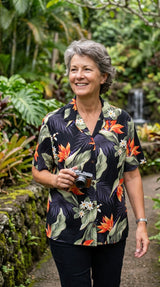 Bird of Paradise Plumeria Women's Shirt — Women's Cotton Shirts — Paradise Found (view 3)