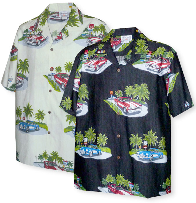 Blue Convertible Red Muscle Car Men's Shirt