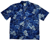 Blue Hawaii Plumeria men's Hawaiian shirt