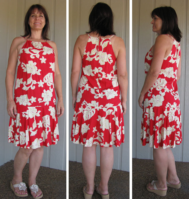 Bold Hibiscus Drop Waist Halter