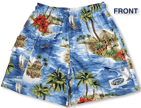 Red Hibiscus Island boy's cargo shorts