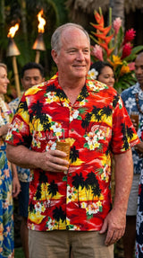 Brilliant Hawaiian Island Sunset Men's — Hawaiian Apparel — Pacific Legend (view 3)