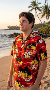 Brilliant Hawaiian Island Sunset Men's — Hawaiian Apparel — Pacific Legend (view 6)