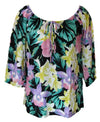 RJC Womens Hawaiian Jungle Flower Peasant Blouse