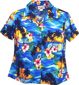 Brilliant Hawaiian Sunset women's fitted cotton — Women's Cotton Shirts — MauiShirts