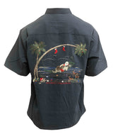 Santas Paradise Tunes Embroidered Shirt — Men's Embroidered Shirts — BAMBOO CAY (view 3)