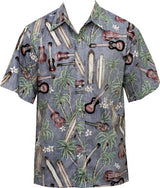 Palm Ukulele Men's Reverse Placket Front cotton Shirt — Men's Reverse Print Shirts — Go Barefoot