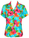 Hibiscus Watercolor Women's Fitted Blouse — Women's Rayon Blouses — RJC