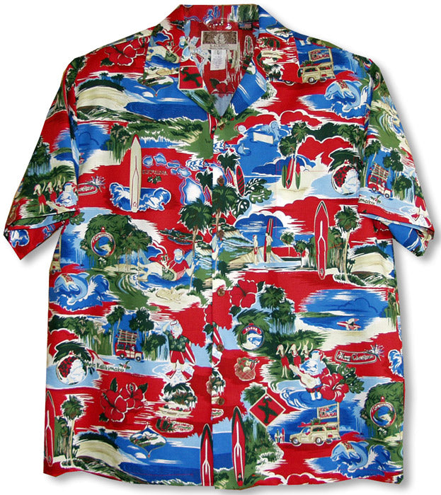 Christmas Hawaii Style Mens Rayon Blend Shirt