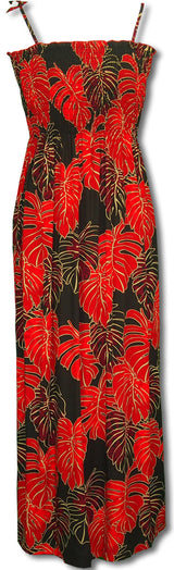 Monstera Leaf Christmas Long Smocked Dress