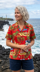 Christmas in Hawaii Women's Hawaiian Camp Shirt
