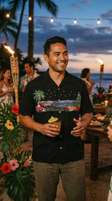 Christmas in Paradise Men's Embroidered Shirt