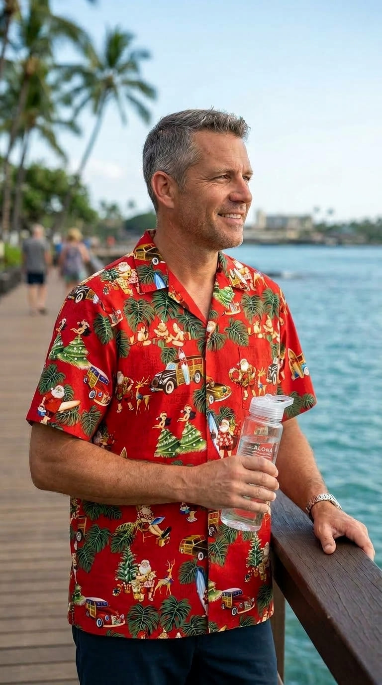 Woody Surfboard Hula Santa Christmas Shirt