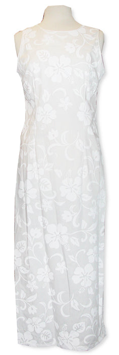Classic Hibiscus Wedding White Slit Tank