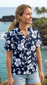 Classic Hibiscus Women's Hawaiian Camp Shirt