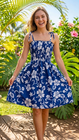 Classic Hibiscus Smocked Dress — Women's Sun Dresses — RJC