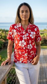 Classic Hibiscus Women's Hawaiian Camp Shirt